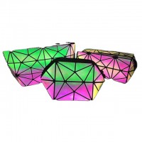 2020 New PVC Cosmetic Bag  Geometric Rhombus Wholesale Cosmetic Bag Fashion Fluorescent Handbags Zipper Cosmetic Bag