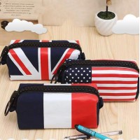 Factory custom Creative flag pencil bag pencil case with box for school student