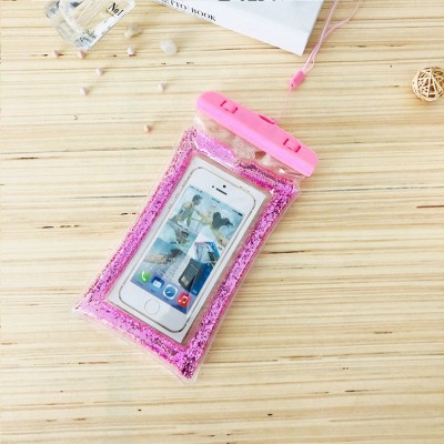 Hot Sale Gift PVC Beach Waterproof Telephone Bag Colorful Quicksand Swimming Mobile Phone Bags